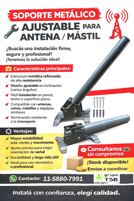 Soporte Regu. Recto P/antena Hasta 90° Incl.tda Wifi Vhf Uhf